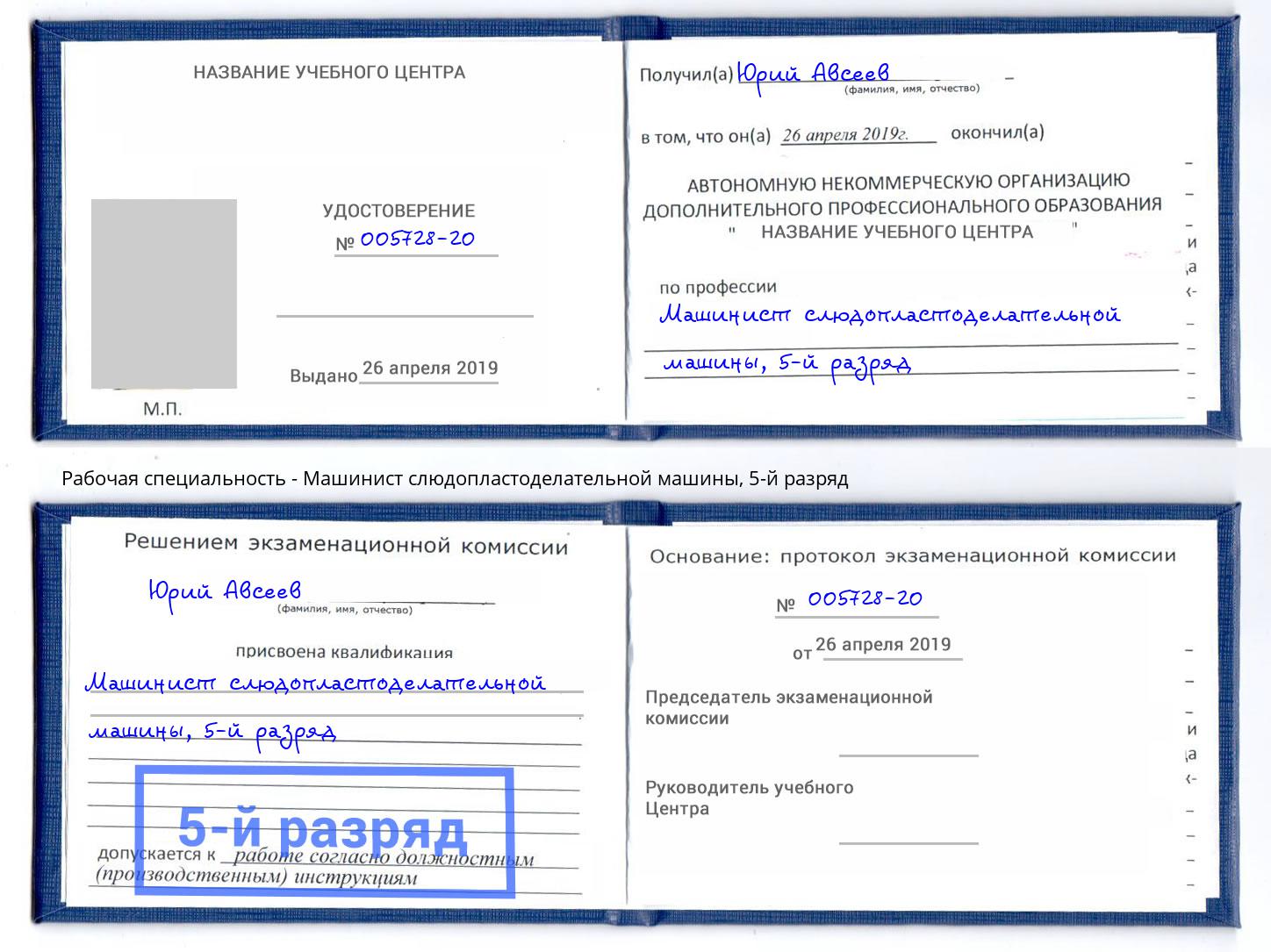 корочка 5-й разряд Машинист слюдопластоделательной машины Грязи
